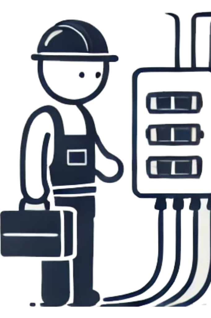 Illustration of a fire alarm engineer at a control panel